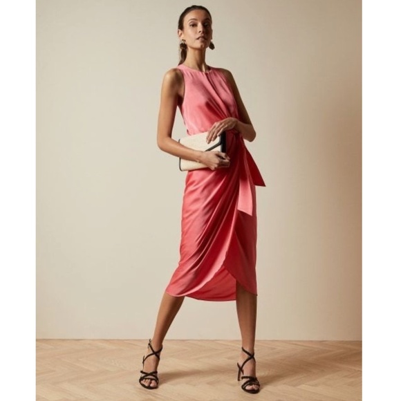 Ted Baker Pohshan Keyhole Wrap Midi Dress in Pink - Picture 5 of 9